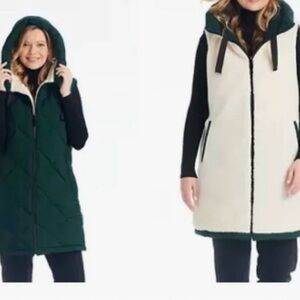 Koolaburra Green and Cream Hooded Vest